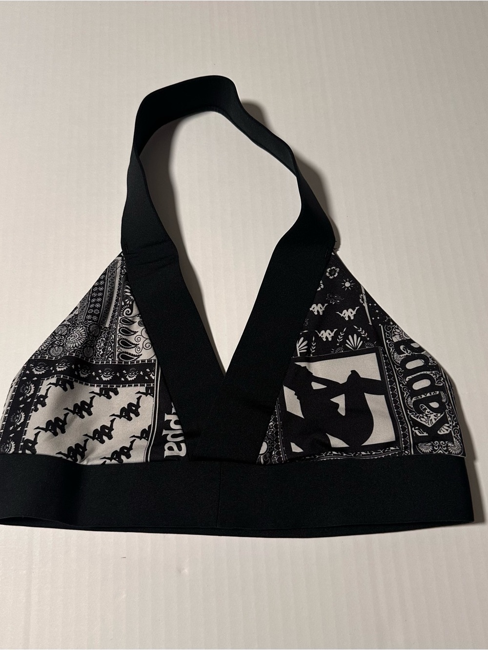 Kappa Black & White Bandana-Print Halter Bralette